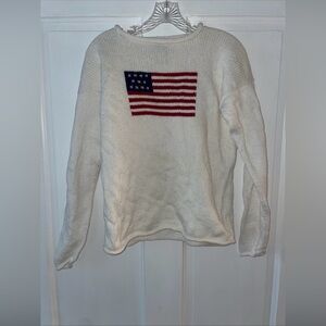 Planet Earth Sweaters Women’s M American Flag Cotton Knit Crewneck Sweater